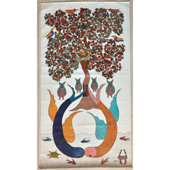 Circle of Life - From Roots to Rivers Gond Painting Paintings