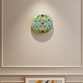 Hand-Painted Blue Pottery Floral Wall Plate | Yellow Decorative Quartz Art Pottery