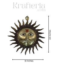 Elegant Brass Sun God (Surya) Wall Decor Piece