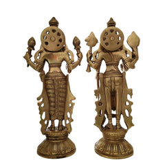 Divine Brass Vishnu Lakshmi Idols Set – Traditional South Indian Handcrafted Art Brass Ware