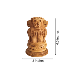 Handcrafted Wooden Lion Capital Ashoka Pen Stand