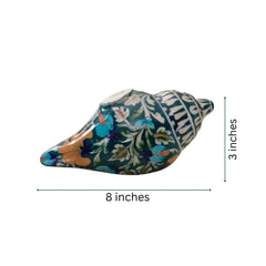 Hand-Painted Blue Pottery Shank Decor | Traditional Conch Shell Art Pottery