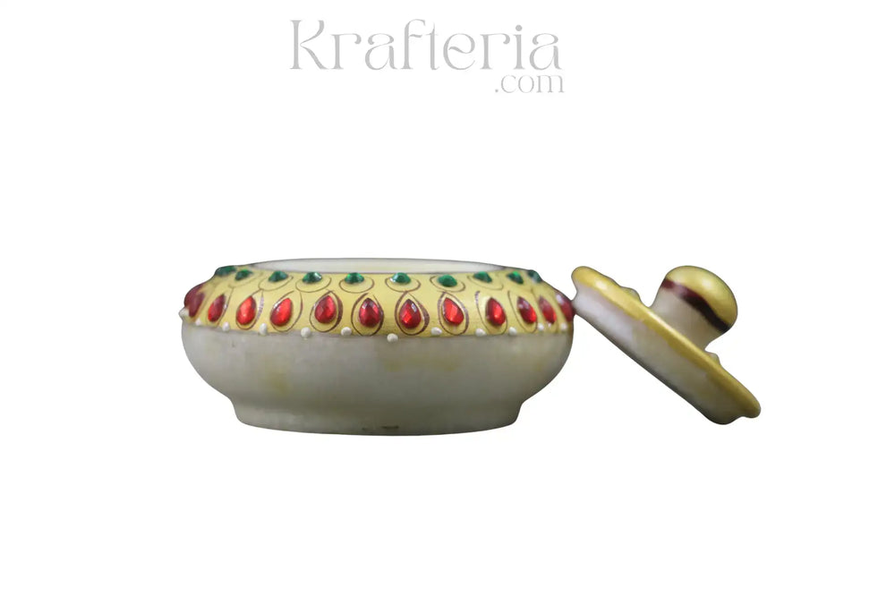 Natural Marble Kumkuma Bharani | Sindhoor Box | – Perfect for Pooja and Festivals Marble Soft Stone