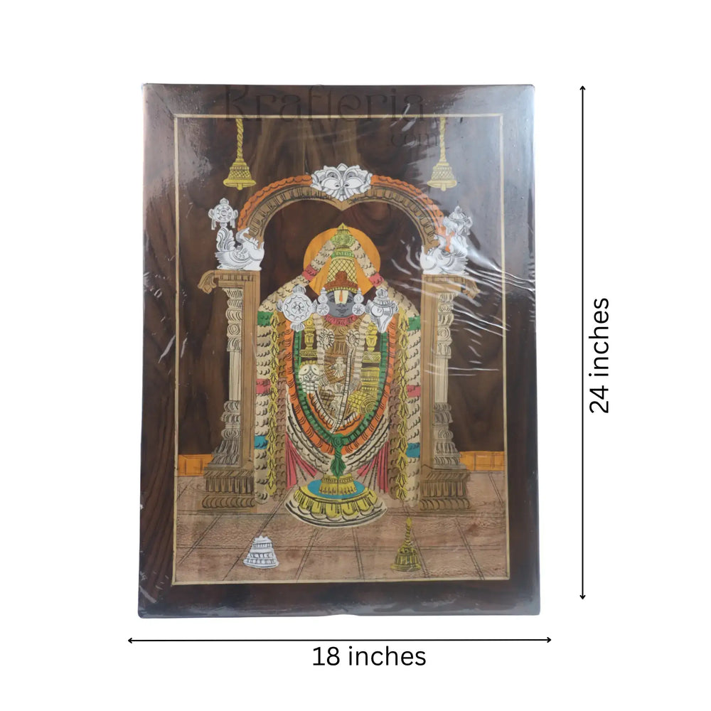 Spiritual Rosewood Inlay Frame of Lord Balaji Inlay Art