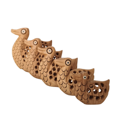 Decorative Jali Duck Family Set – Artisan Carved Wooden Figurines
