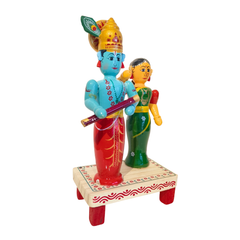 Traditional Etikoppaka Lacquerware - Lord Krishna and Radha Idol