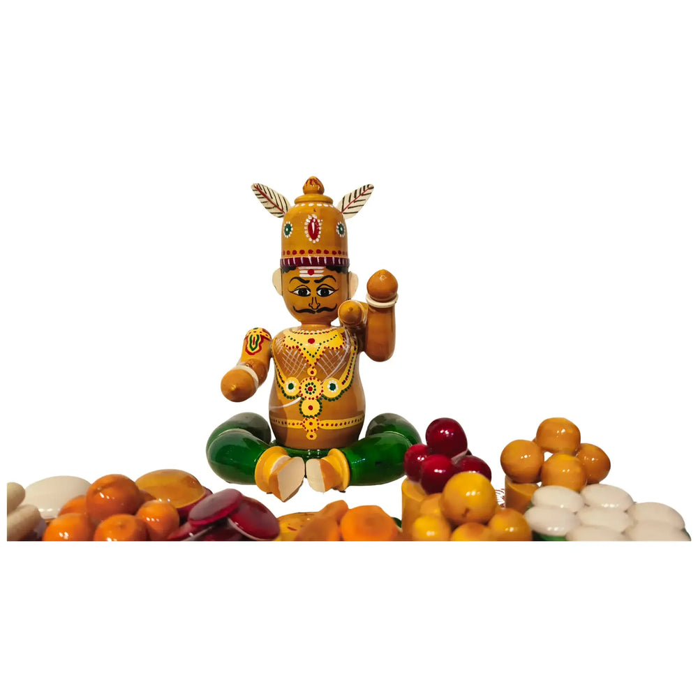 Ghatotkach with Sweets/Food – Etikoppaka Wooden Lacquerware | Krafteria Etikoppaka Lacquerware