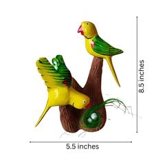 Handcrafted wooden birds nest wall décor in Nirmal art style
