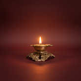 Ornate Pedestal Brass Diya | Handcrafted Traditional Oil Lamp Brass Artwork