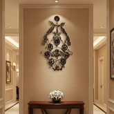 Grand Brass Ashta Lakshmi Wall Hanging with Peacocks - Divine Prosperity Decor