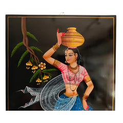 Village Belle with Water Pot - Nirmal Painting Paintings