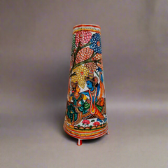 Radha Krishna on Swing - Traditional Indian Leather Puppetry Lamp | Bed Lamp