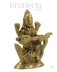 Brass Goddess Saraswathi Idol for Spiritual and Educational Spaces