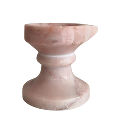 Handcrafted Pink Marble Diya with Stand Marble Soft Stone
