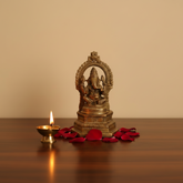 Handcrafted Brass Ganesha Idol with Prabhavali – Traditional Lord Ganesha Altar Statue Brass Artwork