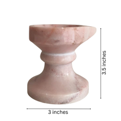 Handcrafted Pink Marble Diya with Stand Marble Soft Stone