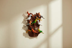 Traditional Nirmal wooden tree with birds wall hanging