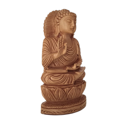 Hand-Carved Wooden Lotus Sitting Buddha – Spiritual Home Decor