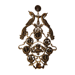 Grand Brass Ashta Lakshmi Wall Hanging with Peacocks - Divine Prosperity Decor Brass Ware