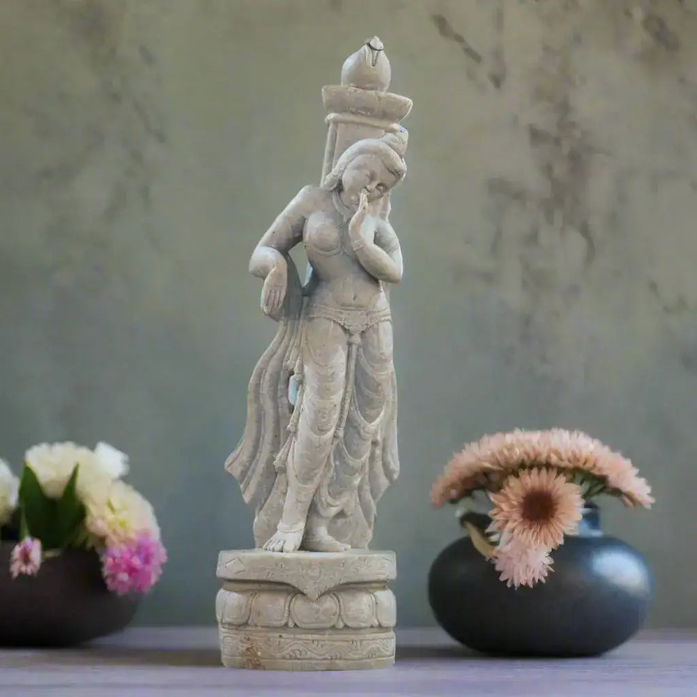 Apsara Sculpture – Graceful Celestial Dancer in Stone Soft Stone