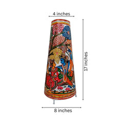 Radha Krishna on Swing - Traditional Indian Leather Puppetry Lamp | Bed Lamp Leather Paintings