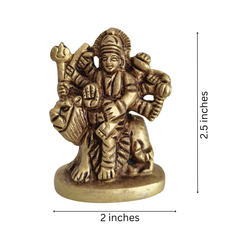 Handcrafted Brass Idol of Maa Durga (The Warrior Goddess) Riding Her Lion Vahana