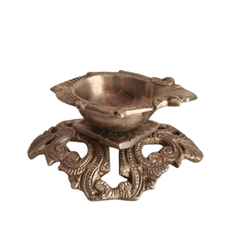 Ornate Pedestal Brass Diya | Handcrafted Traditional Oil Lamp Brass Artwork
