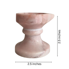 Handcrafted Pink Marble Diya with Stand Marble Soft Stone