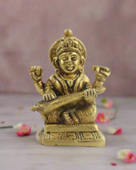Brass Goddess Saraswathi Idol for Spiritual and Educational Spaces