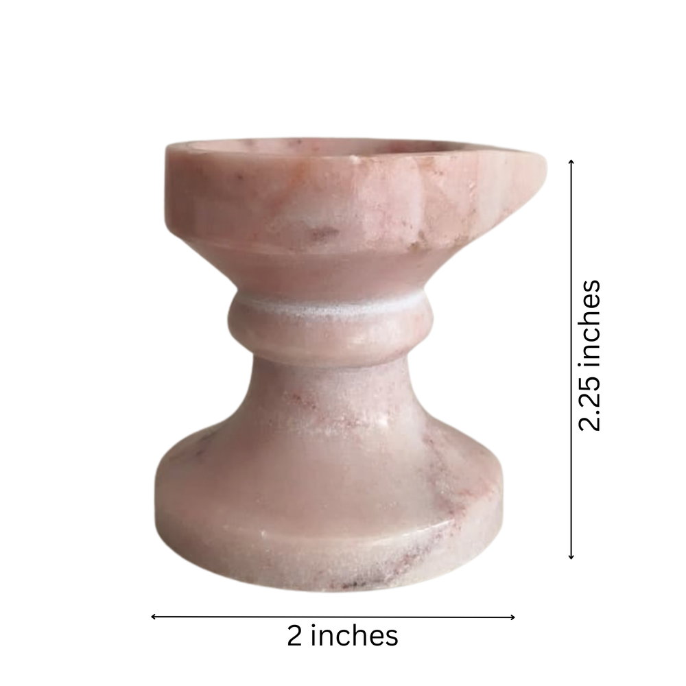 Handcrafted Pink Marble Diya with Stand Marble Soft Stone