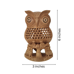 Handmade Wooden Jali Owl – Intricate Carved Decor Piece