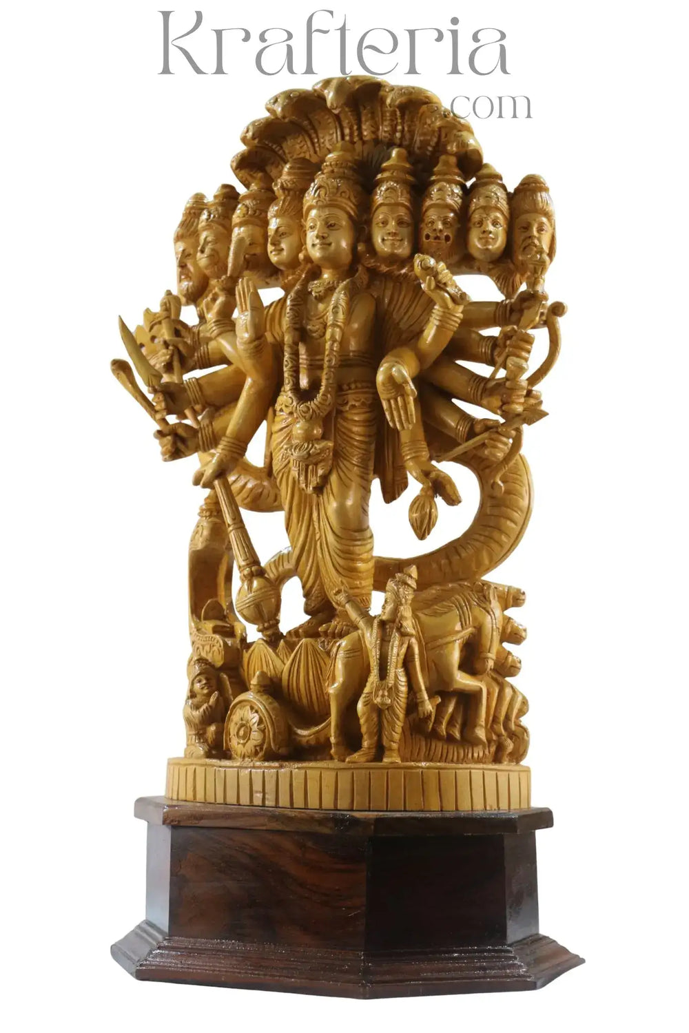 Majestic Vishwaroopam Krishna Statue – Intricate Wooden Sculpture ESHWAR HANDICRAFTS