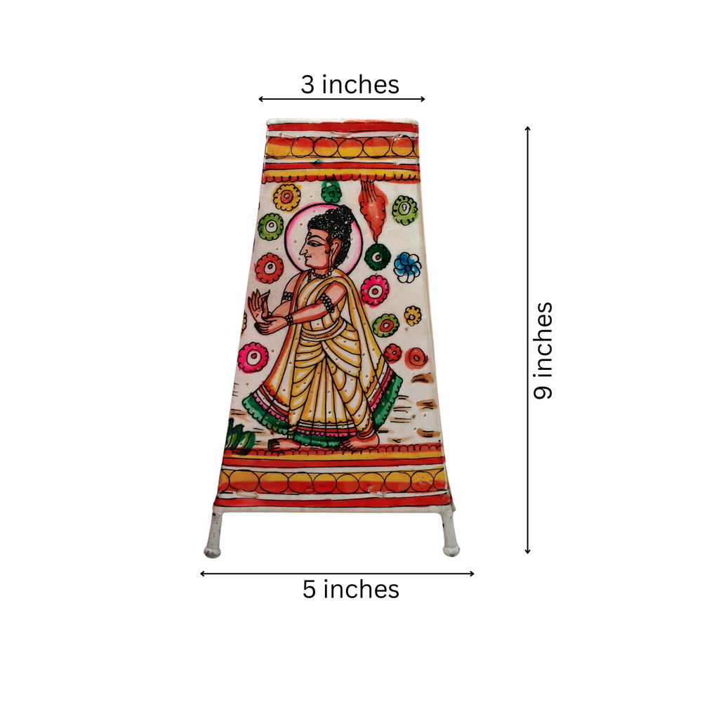 Divine Buddha with Floral Motifs – Leather Puppetry Art | Bed Lamp Leather Paintings