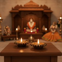 Pair of Sun/Star-Shaped Brass Diyas (Oil Lamps)