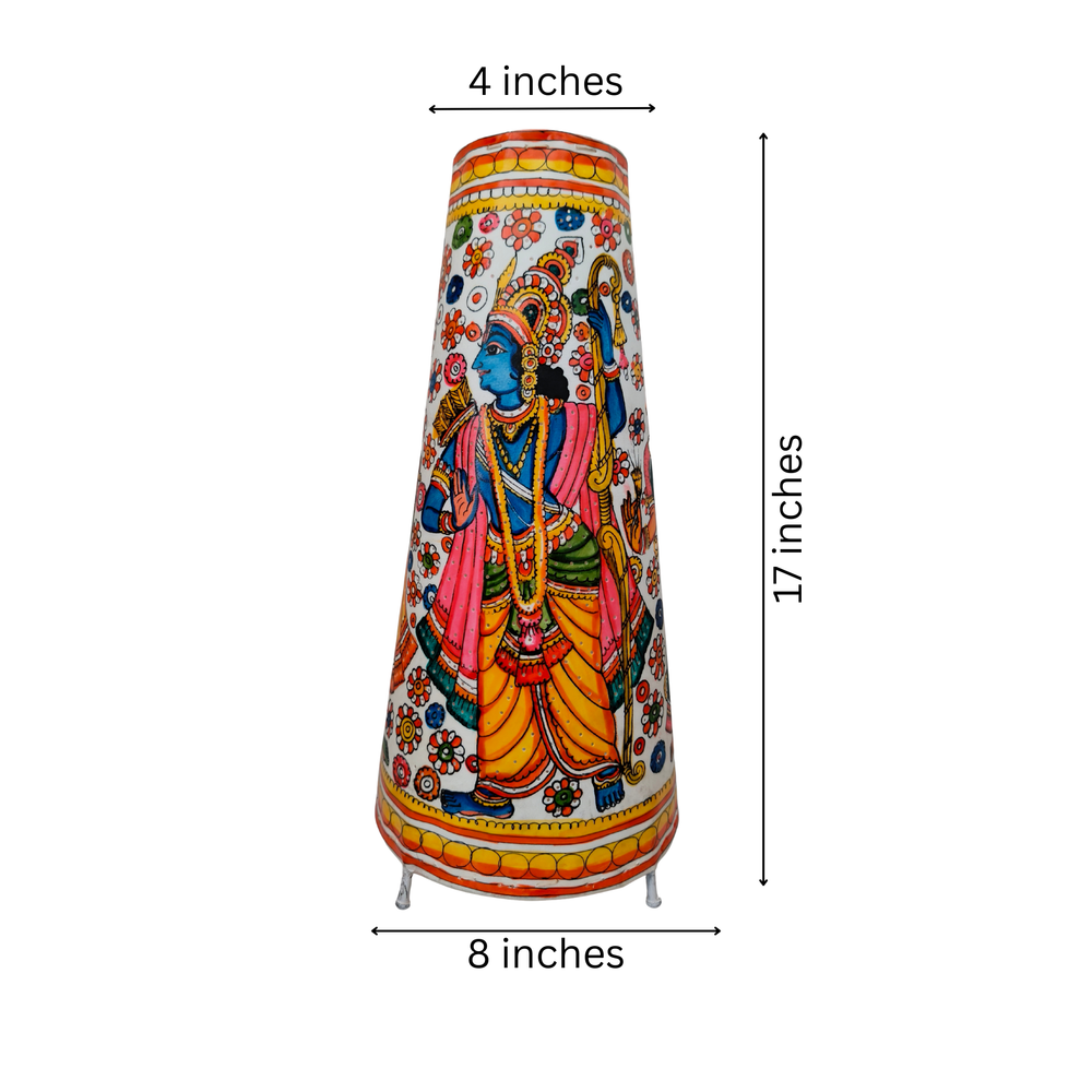 Handcrafted Leather Puppetry Lamp of Lord Rama Family | Bed Lamp Leather Paintings