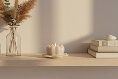 Elegant marble lotus flower votive stand for table centerpiece.