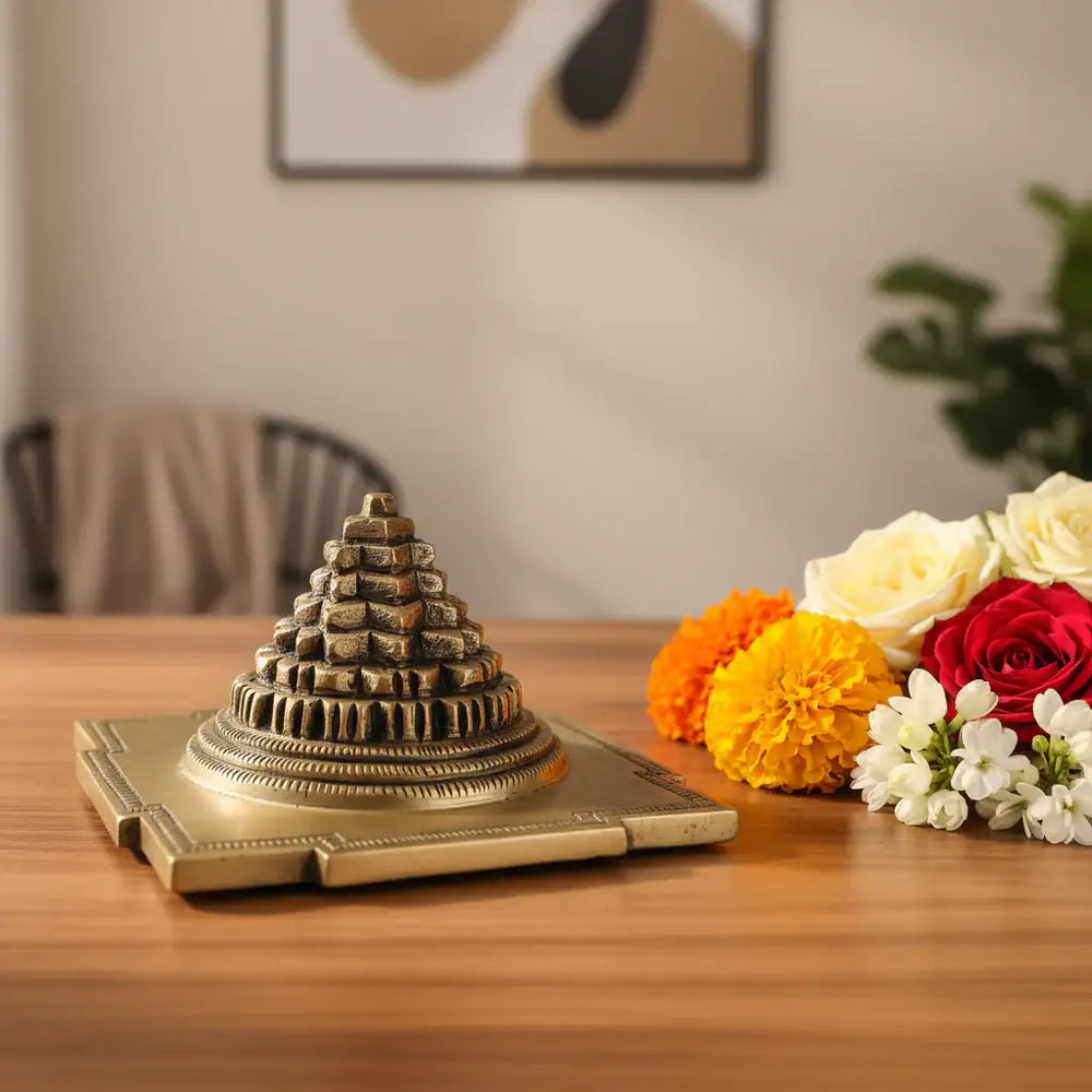 Solid Brass Shri Yantra (Shree Chakra) Meru | Auspicious Pooja & Vastu Prosperity Symbol Brass Ware