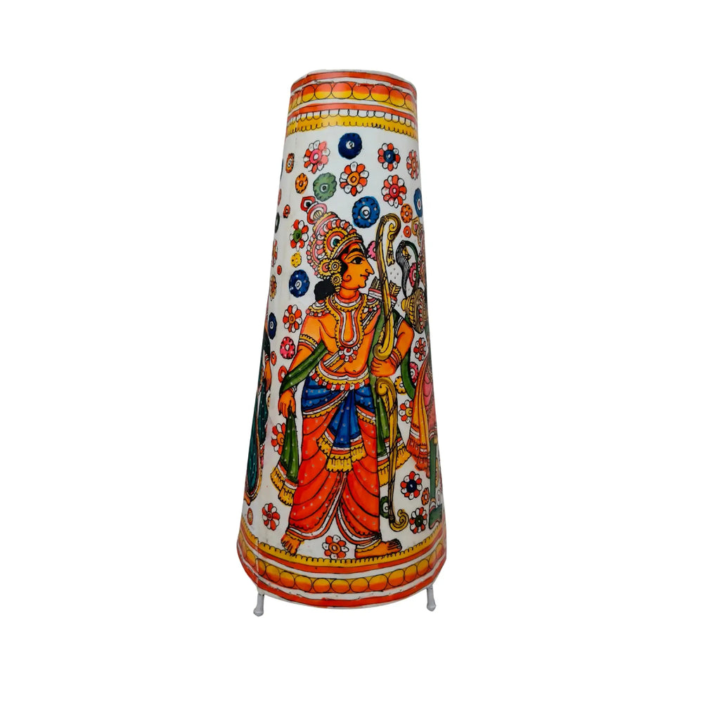 Handcrafted Leather Puppetry Lamp of Lord Rama Family | Bed Lamp Leather Paintings