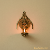 Brass Goddess Lakshmi Wall Hanging Diya | Traditional Oil Lamp with Ornate Arch Brass Artwork