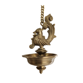 Brass Peacock Hanging Diya for Festivals - Decorative Lamp Brass Decorative Lamps