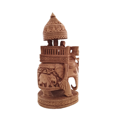 Hand-Carved Wooden Ambari Elephant | Traditional Indian Decor