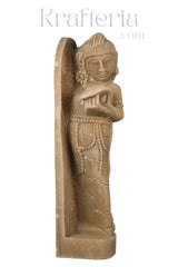 A Lady Adorning Herself with a Mirror Sand Stone