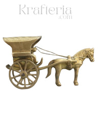 Antique Brass Horse Chariot – Exquisite Craftsmanship from India