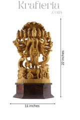 Majestic Vishwaroopam Krishna Statue – Intricate Wooden Sculpture