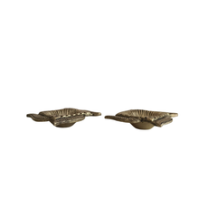 Pair of Auspicious Brass Swastik Diyas (Oil Lamps)