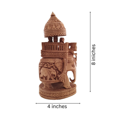 Hand-Carved Wooden Ambari Elephant | Traditional Indian Decor
