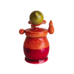 Vibrant Etikoppaka Lord Ganesha - Glossy Green and Red Lacquer Art Etikoppaka Lacquerware