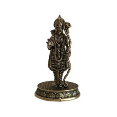 Antique Brass Idol Of Lord Rama with Bow and Arrow on Etched Pedestal Brass Ware