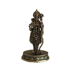 Antique Brass Idol of Lord Rama with Bow and Arrow on Etched Pedestal