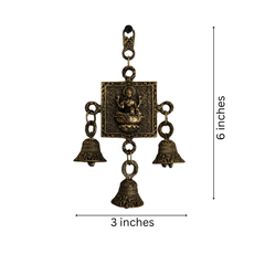 Brass Lakshmi Wall Hanging with Traditional Temple Bells Brass Artwork